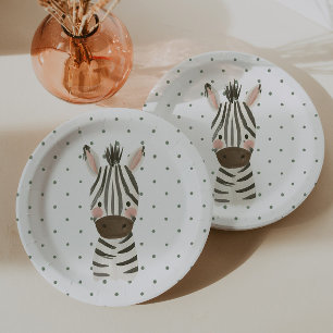 Plato De Papel Wild One Boys' Safari Cebra de Lunares