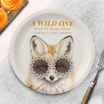 Plato De Papel Wild One Daisy Fox Baby Shower<br><div class="desc">El tema de la ducha de bebé en un terreno boscoso inspirado en una roca salvaje y un rollo con gafas de sol de margarita.</div>