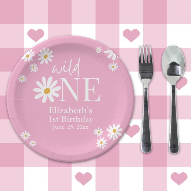 Plato De Papel Wild One Daisy – Girl’s First Birthday Boho Party (Subido por el creador)
