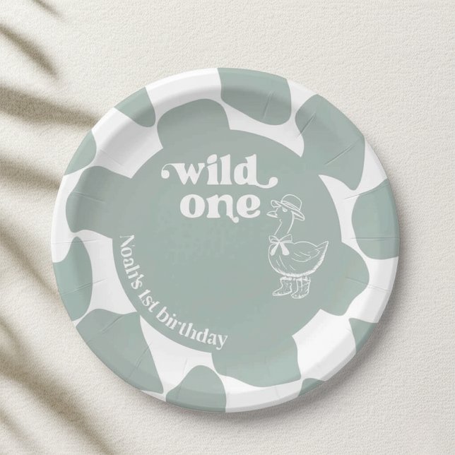 Plato De Papel Wild One Dapper Duck Cumpleaños 1º Cumpleaños Verd (Subido por el creador)