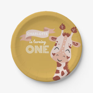 Plato De Papel Wild One Fiesta Animal Giraffe