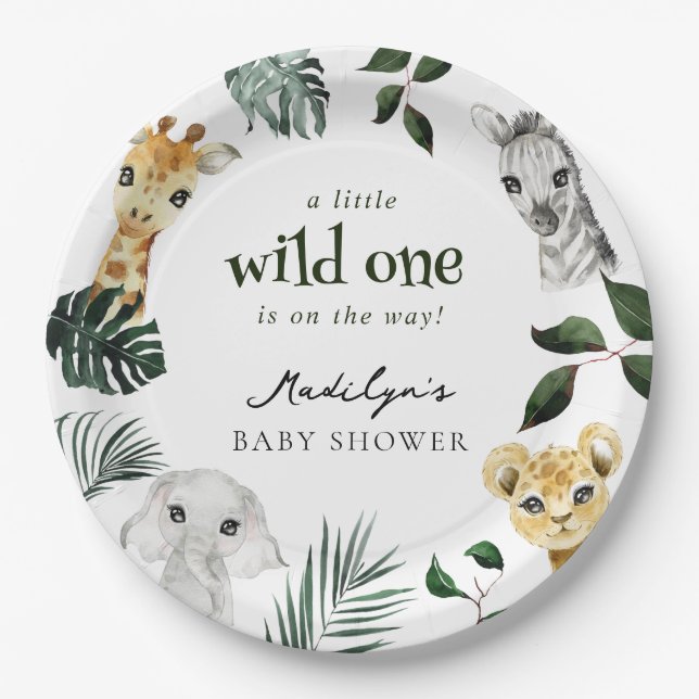 Plato De Papel Wild One Jungle Baby Shower (Anverso)