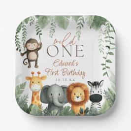 Plato De Papel Wild One Jungle Safari 1st Birthday