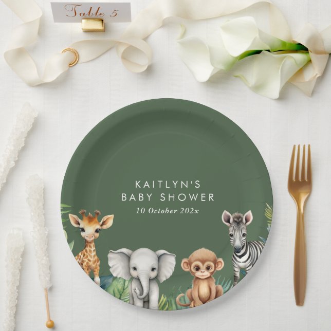 Plato De Papel Wild One Jungle Safari Baby Shower (Boda)