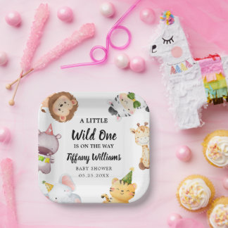 Plato De Papel Wild One Jungle Safari Baby Shower Party