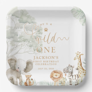 Plato De Papel Wild One Jungle Safari Paper Plates