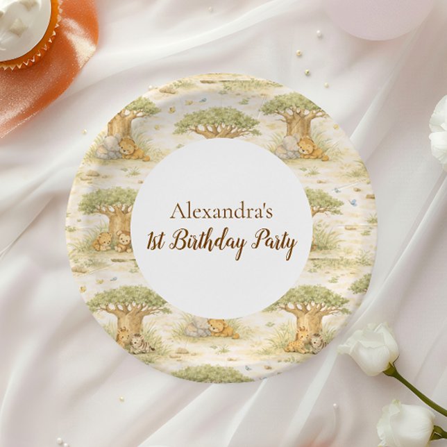 Plato De Papel Wild One Neutral Safari First Birthday (Subido por el creador)