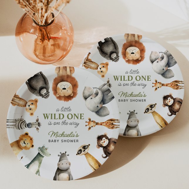 Plato De Papel Wild One On the Way Safari Animals Baby Shower (Subido por el creador)