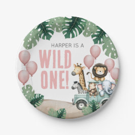 Plato De Papel Wild One Pink Safari 1st Birthday