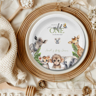 Plato De Papel Wild One Safari Animal Jungle Baby Shower