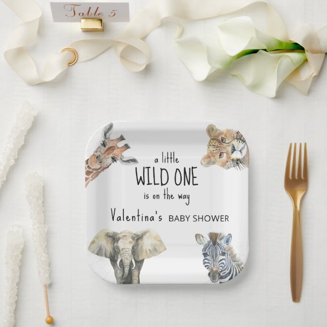 Plato De Papel Wild One Safari Animals Baby Shower (Boda)