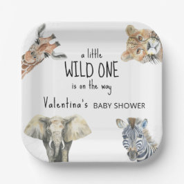 Plato De Papel Wild One Safari Animals Baby Shower