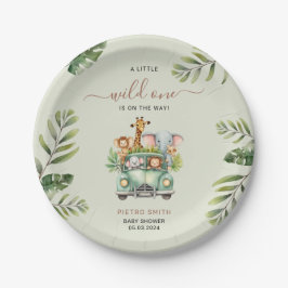 Plato De Papel Wild One Safari Animals Baby Shower
