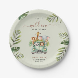 Plato De Papel Wild One Safari Animals Baby Shower