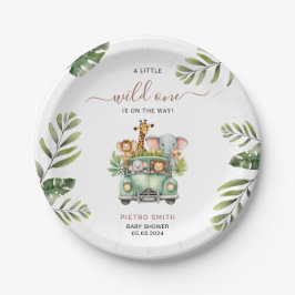 Plato De Papel Wild One Safari Animals Baby Shower