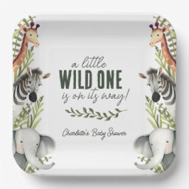 Plato De Papel Wild One Safari Animals Baby Shower