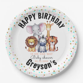 Plato De Papel Wild One Safari Animals Baby Shower