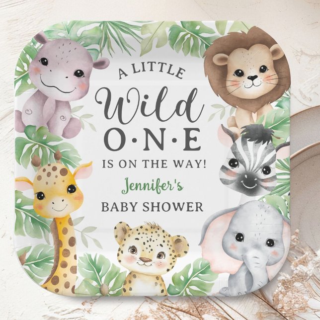 Plato De Papel Wild One Safari Animals Baby Shower Gender Neutral (Subido por el creador)