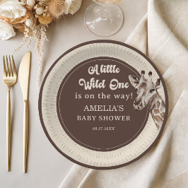 Plato De Papel Wild One Safari Giraffe Baby Shower