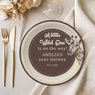 Plato De Papel Wild One Safari Giraffe Baby Shower