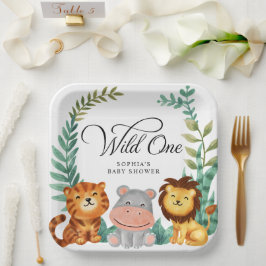 Plato De Papel Wild One Safari Jungle Boys Baby Shower
