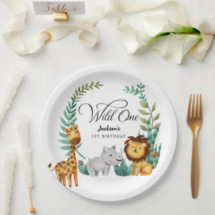 Plato De Papel Wild One Safari Jungle Boys Fiesta de primer cumpl