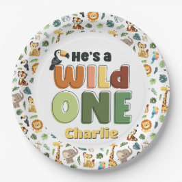 Plato De Papel Wild One Safari Zoo Animal Birthday Party
