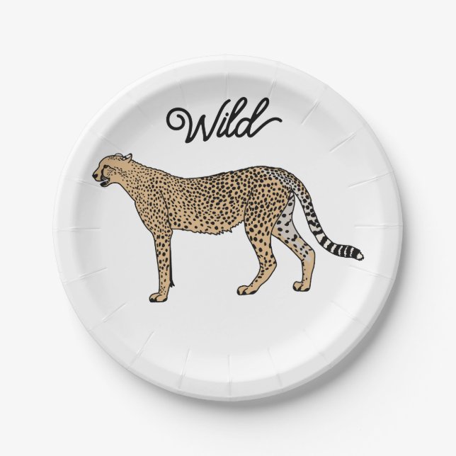 Plato De Papel Wild Personalizado Cheetah (Anverso)