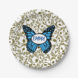 Plato De Papel Wild Romantic Field Blue butterflies