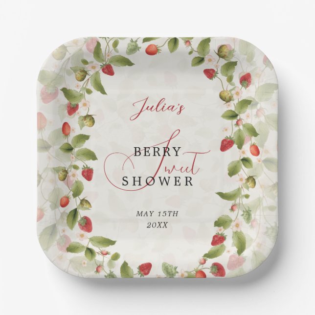PLATO DE PAPEL WILD STRAW BERRY SWEET BABY SHOWER (Anverso)