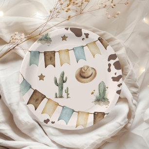 Plato De Papel Wild West Boy First Rodeo Primer fiesta de cumplea