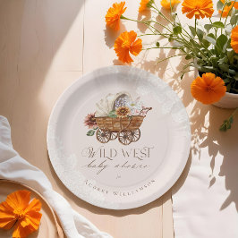 Plato De Papel Wild West Country Western Floral Wagon Baby Shower