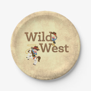 Plato De Papel Wild West Cowboy Cowgirl Tema occidental
