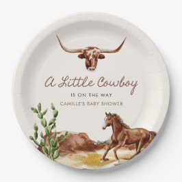 Plato De Papel Wild West Little Cowboy Baby Shower