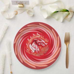 Plato De Papel Wild Wolf Whirling placas rojas grandes de papel
