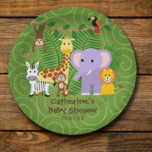 Plato De Papel Wild Zoo Animal Jungle Safari Baby Shower