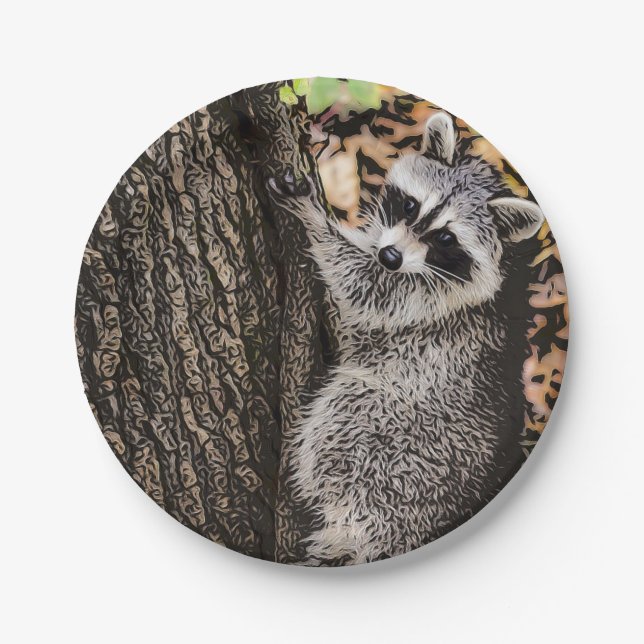 Plato De Papel Wilderness Wild Raccoon (Anverso)