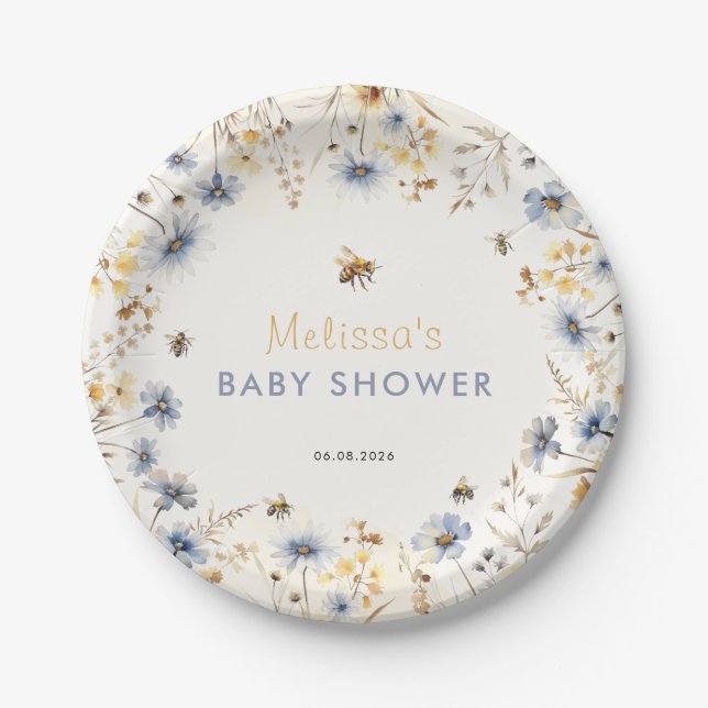 Plato De Papel Wildflower Baby Shower Spring  (Anverso)