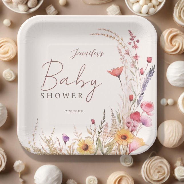 Plato De Papel Wildflower Boho Baby Baby Shower (Subido por el creador)