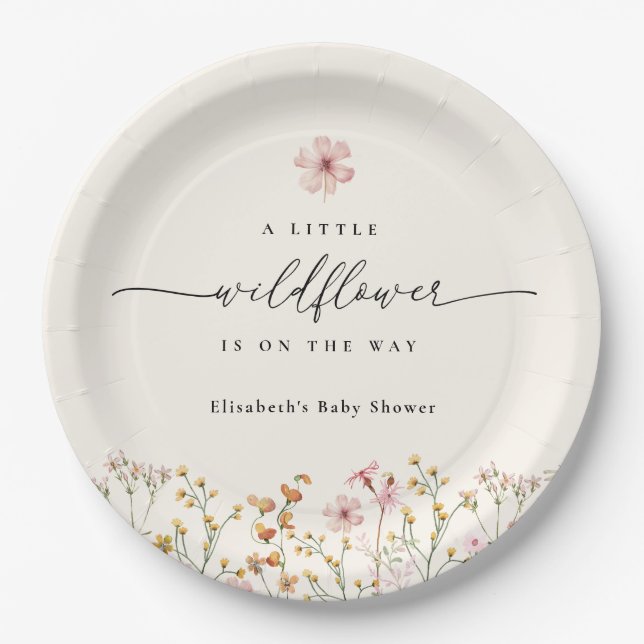 Plato De Papel Wildflower Boho Baby Shower (Anverso)