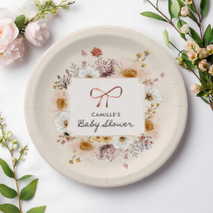 Plato De Papel Wildflower Boho Baby Shower