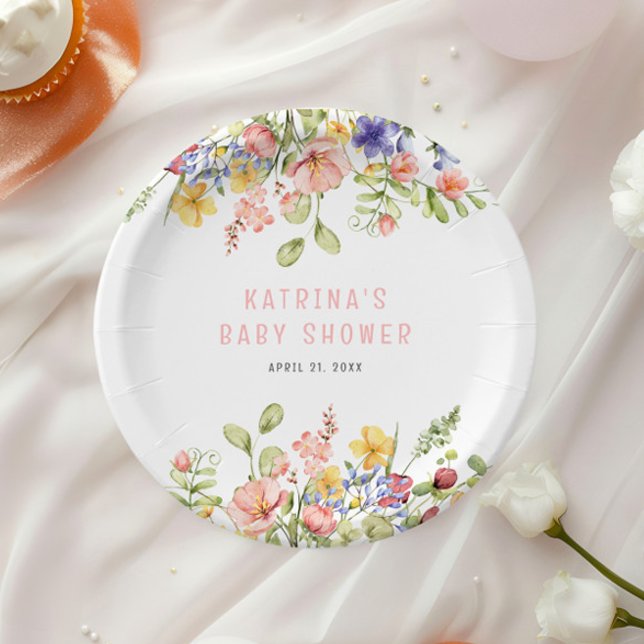 Plato De Papel Wildflower Boho Field Género Neutral Baby Shower (Subido por el creador)