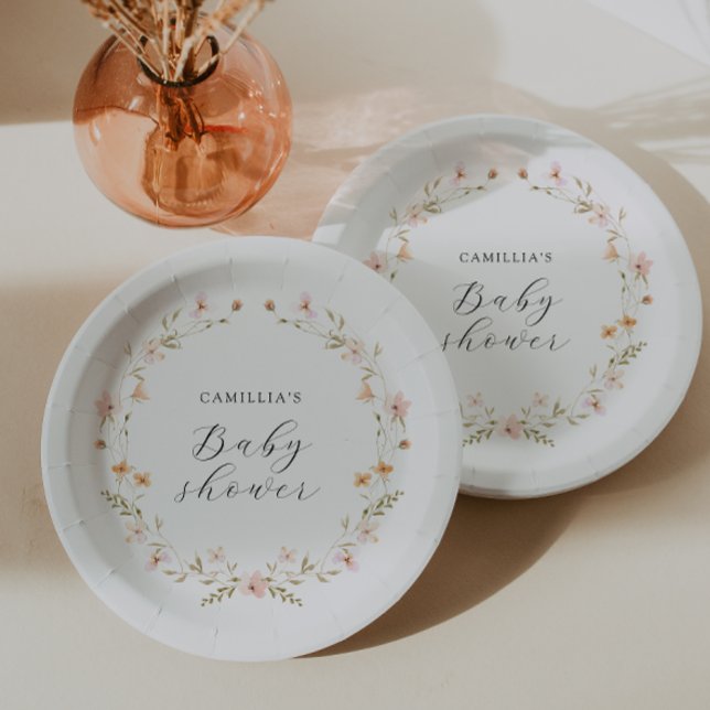 Plato De Papel Wildflower Boho Floral Baby Shower (Subido por el creador)