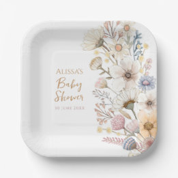 Plato De Papel Wildflower Floral Baby Shower