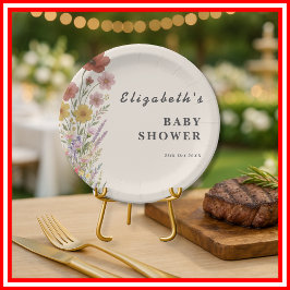Plato De Papel Wildflower Floral Boho Baby Shower