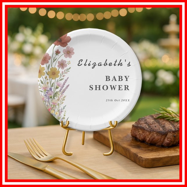 Plato De Papel Wildflower Floral Boho Baby Shower (Subido por el creador)