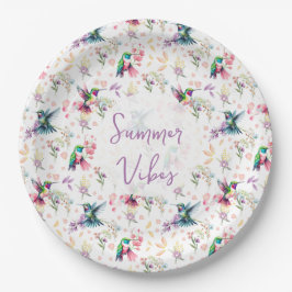 Plato De Papel Wildflower & Hummingbird Summer Vibes
