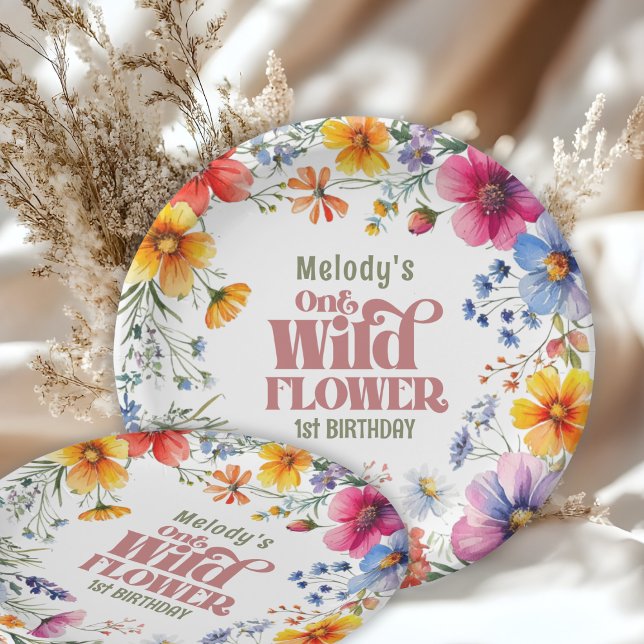 Plato De Papel Wildflower Wild One 1st birthday  (Subido por el creador)