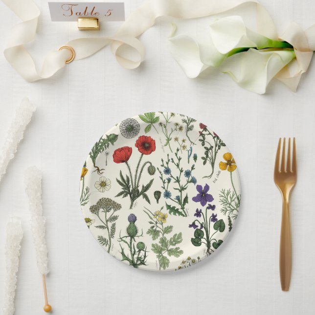 Plato De Papel Wildflowers collage (Boda)