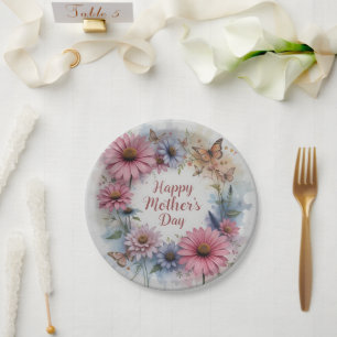 Plato De Papel WildFlowers Happy Mother's Day